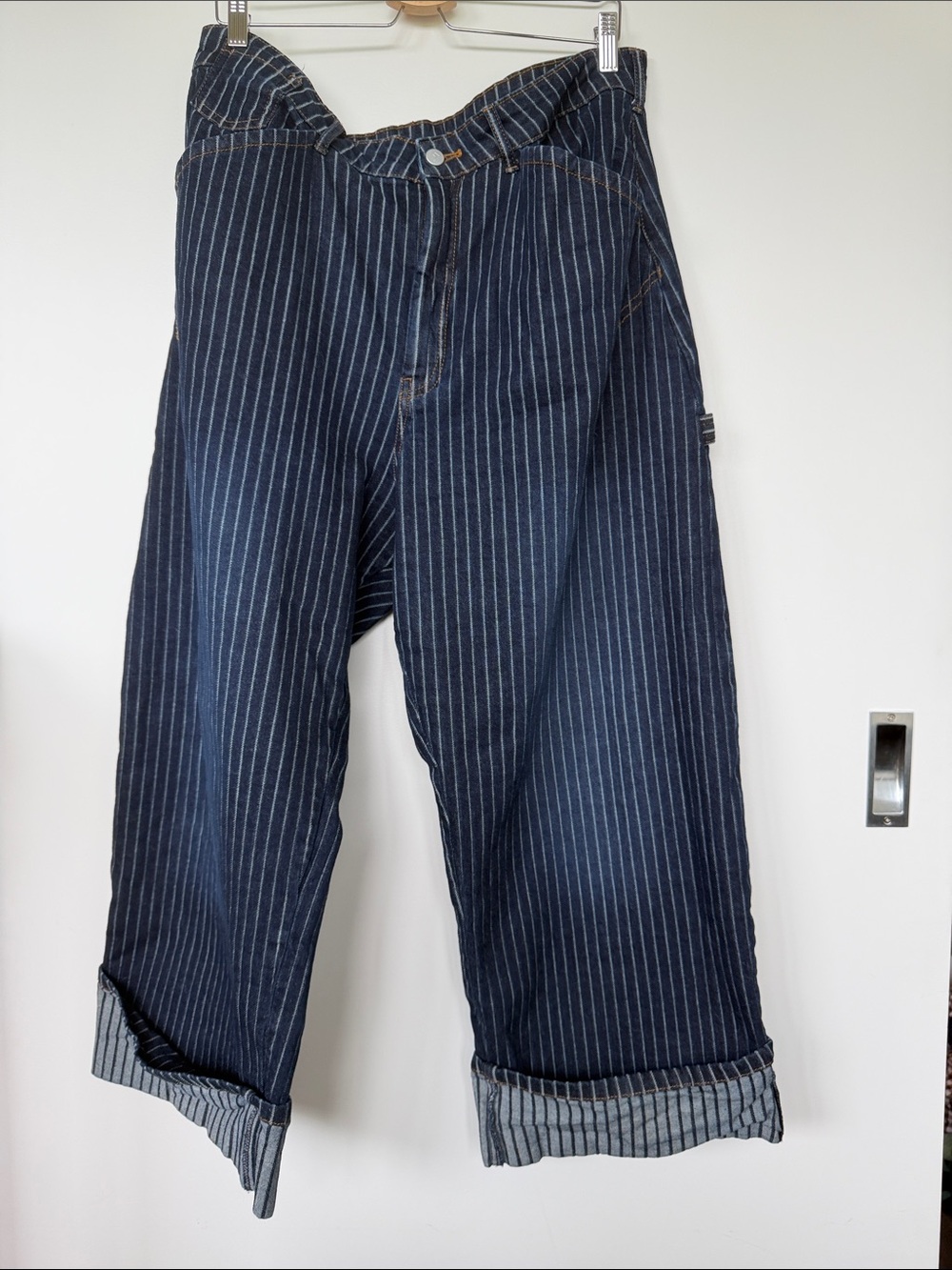 Pilcro Navy Pinstripe Workwear Pants
